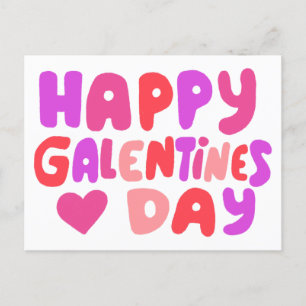 Carte Postale Galentines Jour Bulles Lettres rose Curvy Retro