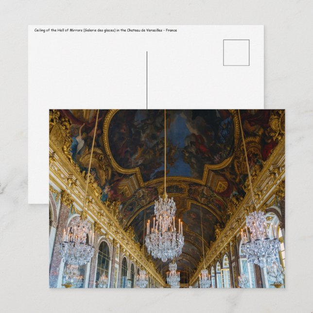 Carte Postale Galerie des glaces du Château de Versailles (Devant / Derrière)
