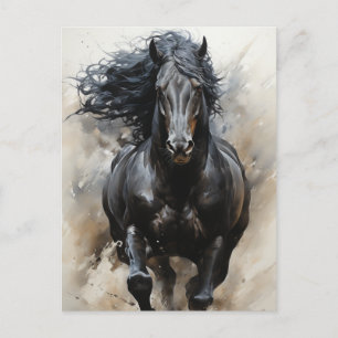 Carte postale Galloping Black Horse