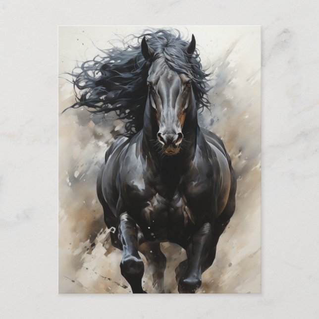 Carte postale Galloping Black Horse (Devant)