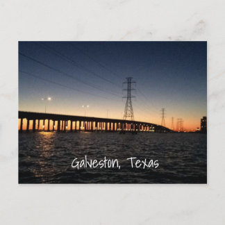 Carte Postale Galveston Heure de la nuit Skyline