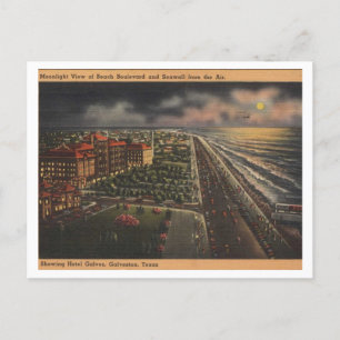 Carte Postale Galveston TX, Vue Lune 1952, Vintage