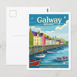 Carte Postale Galway Irlande Vintage célèbre Travel Place