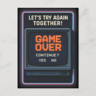 Carte Postale „Game Over“ essayons ensemble