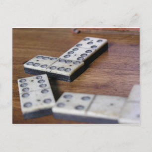 Carte Postale Game Table Domino Dominoes Wood Old Vintage Play