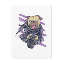 Gamer Pug Ninja Neon Look Teens Graphic