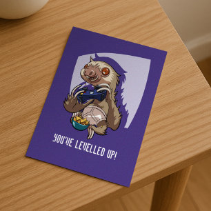 Carte Postale Gamer Sloth Manger des nachos en sous-vêtements