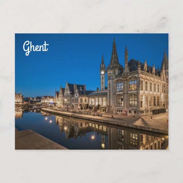 Carte Postale Gand Belgique Cityscape at Night Photo (Devant)