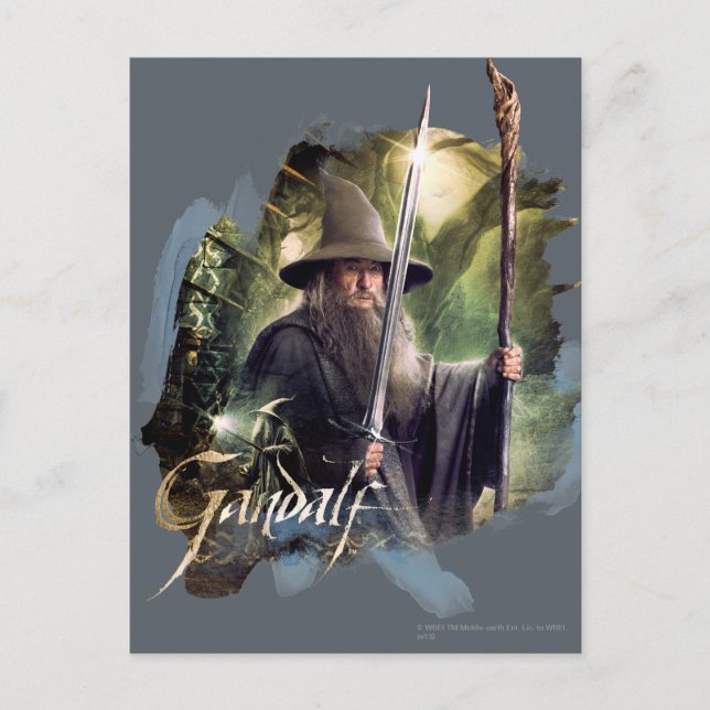 Carte Postale Gandalf Avec Personnel Et Épée (Devant)