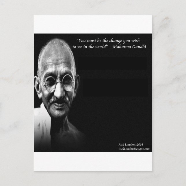 Carte Postale Gandhi Be the Change Wisdom Citation (Devant)