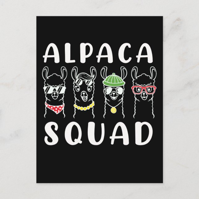 Carte Postale Gang de l'Alpaca Squad Drôle Amis de l'Alpaca (Devant)