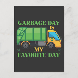 Carte Postale Garbage Day Kids Garbage Truck Trash Recyclage