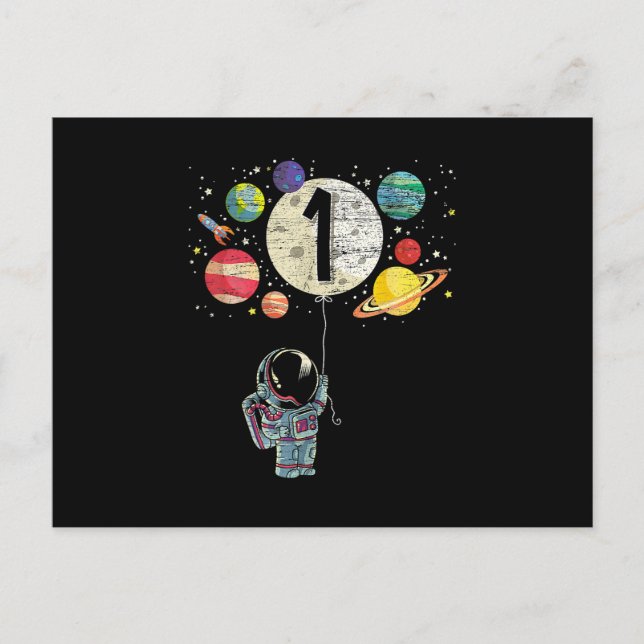Carte Postale Garçon astronaute pour son 1er anniversaire Cadeau (Devant)