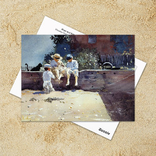 Carte Postale Garçon au chaton Winslow Homer