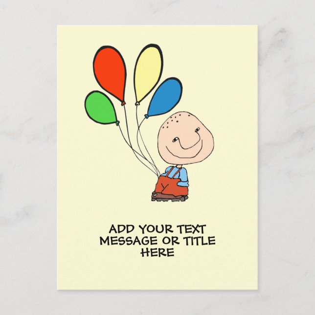 Carte Postale Garçon avec ballons Ajoutez votre texte (Devant)