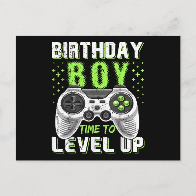 Carte Postale Garçon d'anniversaire de mise à niveau jeu vidéo (Devant)