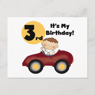 Carte Postale Garçon en voiture rouge 3e anniversaire T-shirts e