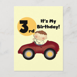 Carte Postale Garçon en voiture rouge 3e anniversaire T-shirts e