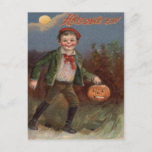 Carte Postale Garçon Jack O Lantern Friandise ou Farce