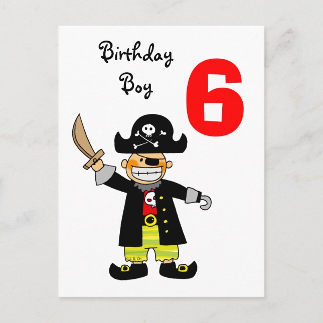 Carte Postale garçon pirate de 6 ans (Devant)