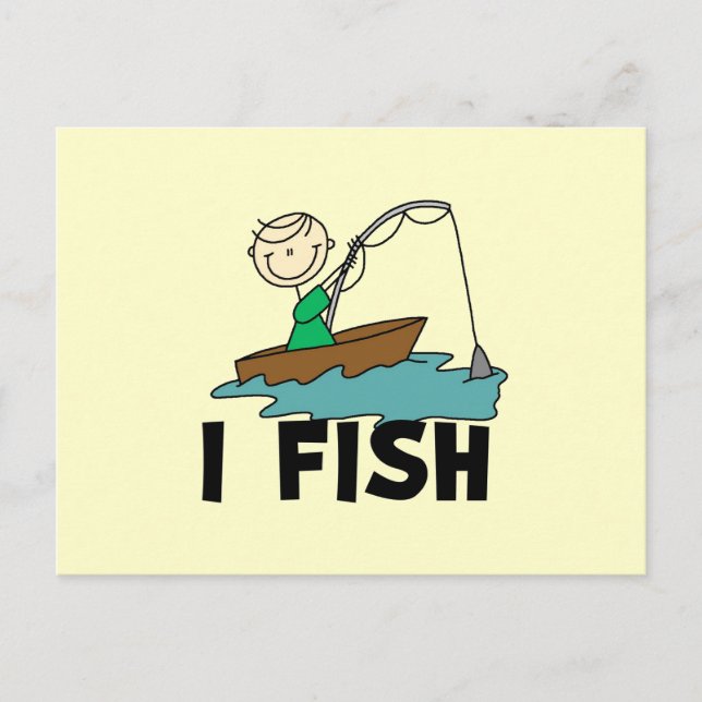 Carte Postale Garçon sur bateau I Poisson T-shirts et cadeaux (Devant)