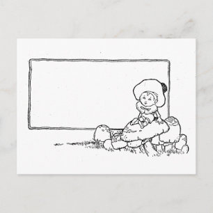 Carte Postale Garçon sur champignon