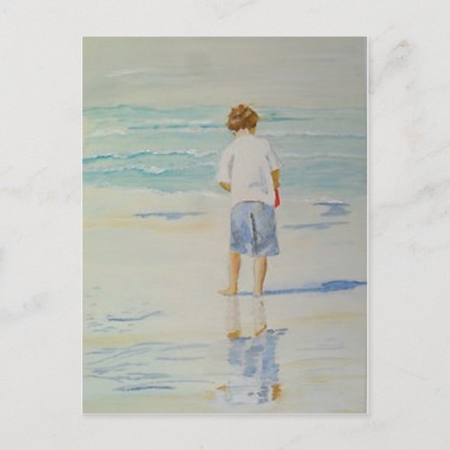Carte Postale garçon sur la plage (Devant)