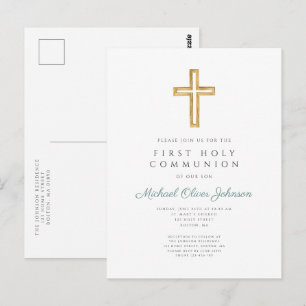 Carte Postale Garçon vert de première communion religieuse
