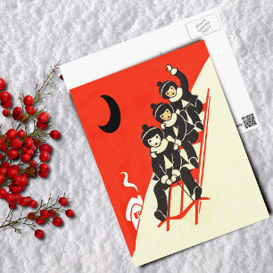 Carte postale Garçons sur une scène hivernale de t