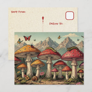 Carte Postale Garder le contact   Champignons Fantaisistes