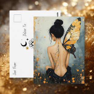 Carte Postale Garder le contact   Dire bonjour   Femme fantaisis