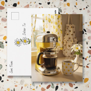 Carte Postale Garder le Contact   Dire Bonjour   Joli Café 