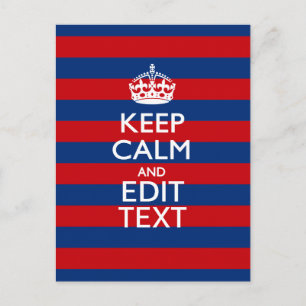 Carte Postale GARDEZ CALME et votre texte sur les bandes bleues