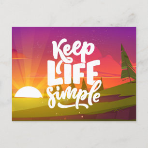 Carte Postale Gardez la vie simple, citations et phrases