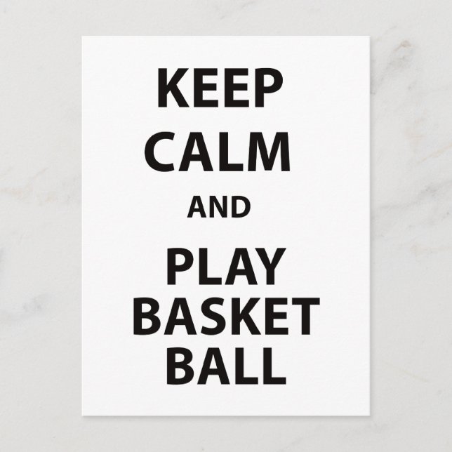 Carte Postale Gardez le calme et jouez au basket-ball (Devant)