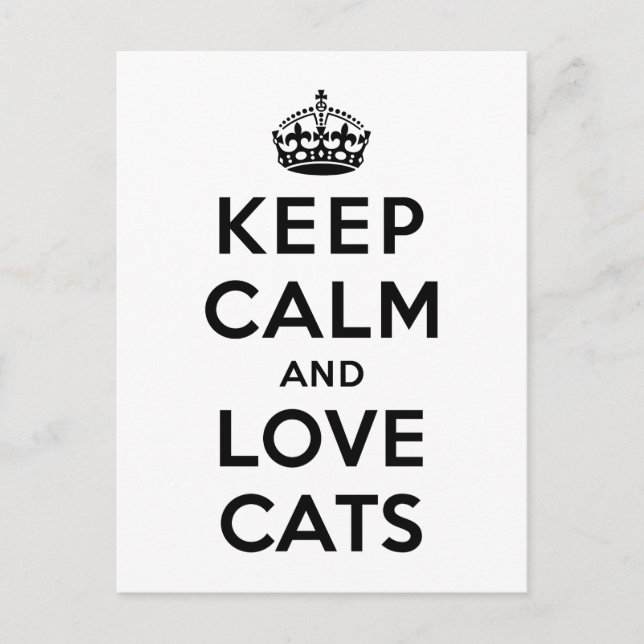 Carte Postale Gardez le calme et l'amour chats (Devant)