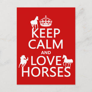 Carte Postale Gardez le calme et l'amour Chevaux - toutes les co