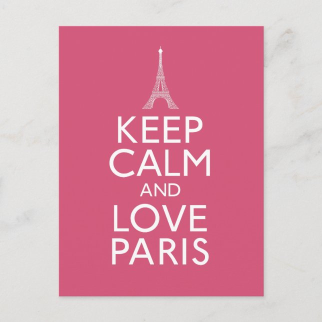 Carte Postale Gardez le calme et l'amour Paris (Devant)