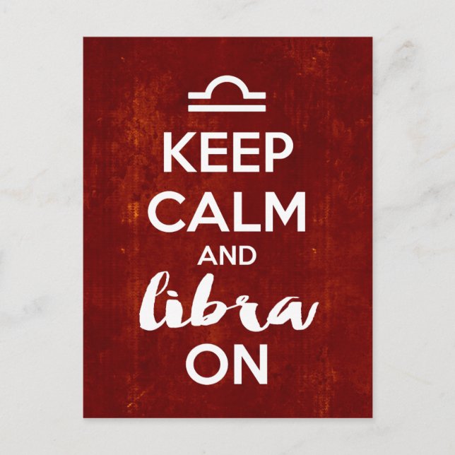 Carte Postale Gardez Le Calme Libra En Astrologie D'Anniversaire (Devant)