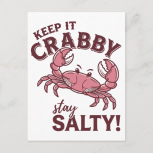 Carte Postale Gardez-le Craby Restez Salé T-shirt Drôle Crabe Ét