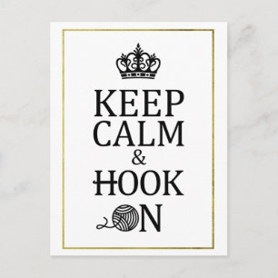 Carte Postale Gardez Le Crochet Calme Sur Faux Gold Crochet Craf