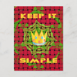 Carte Postale Gardez-le simple : Gratuit Rouge Tissé imprimé Flo