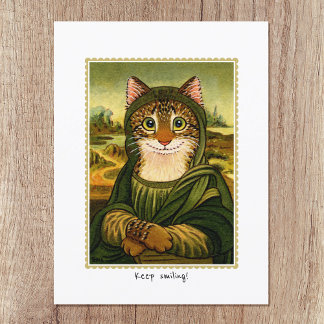 Carte Postale Gardez le sourire mignon Mona Lisa Chat Personnali
