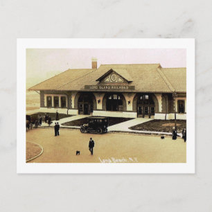 Carte Postale Gare, Long Beach, Long Island, NY Vintage