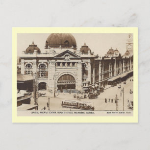 Carte Postale Gare, Melbourne, Australie Vintage