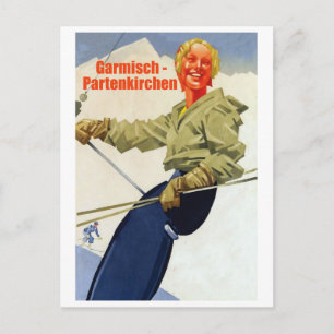 Carte Postale Garmisch - Partenkirchen, Fille sur un Télésiège