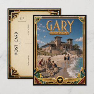 Carte Postale Gary Indiana Art Déco vintage de l'âge d'or