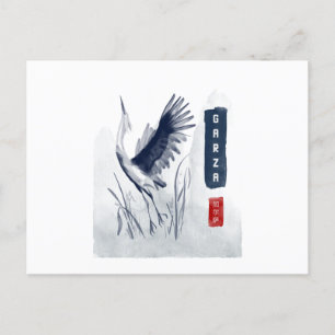 Carte Postale GARZA Sumi-e de style japonais