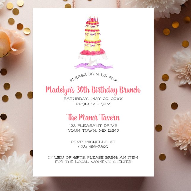 Carte Postale Gâteau à carreaux rose rayures Anniversaire Invita (Créateur téléchargé)