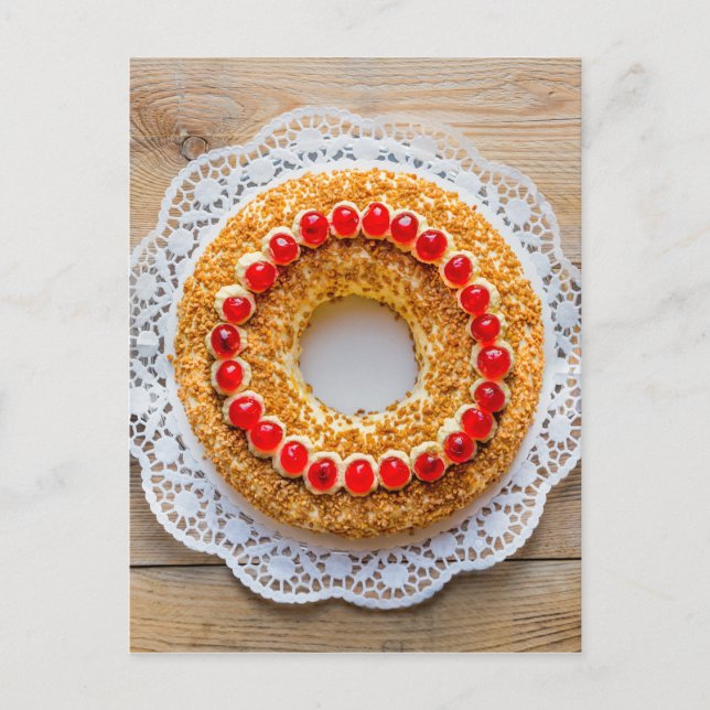 Carte Postale Gâteau à la couronne de Francfort avec cerises sur (Devant)